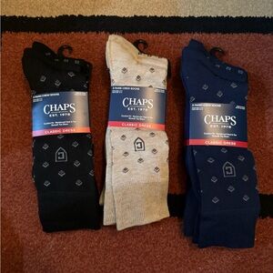 3 Chaps Classic Dress Diamond Crew Socks 3-Pair Pack Black, Blue, & Tan